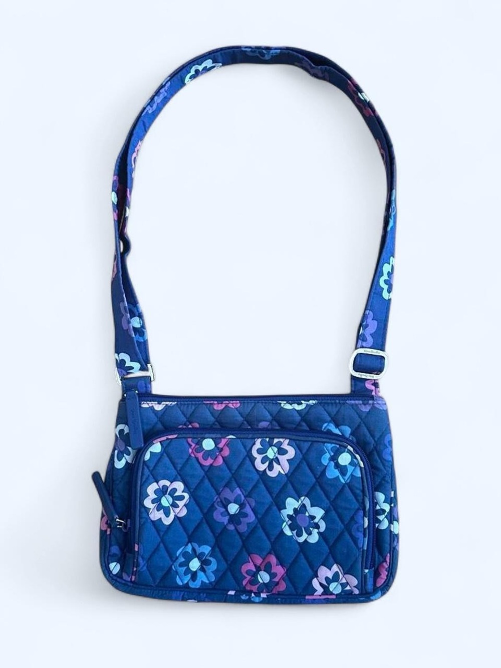 Vera Bradley Ellie Flowers Floral Print Triple Zip Crossbody Bag